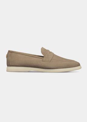 Suede Shearling Sporty Penny Loafers