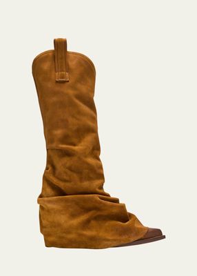 Suede Sleeve Tall Western Boots