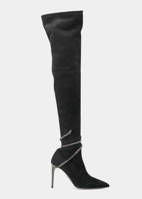 Suede Snake Over-The-Knee Boots