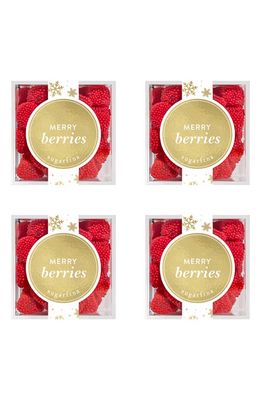 sugarfina Merry Berries Set of 4 Candy Cubes in Red