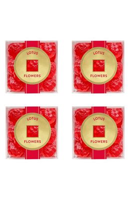 sugarfina Set of 4 Lotus Flower Candy Cubes in Red