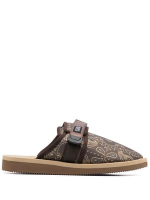 Suicoke paisley-print touch-strap slippers - Brown