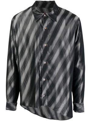 sulvam asymmetric diagonal-stripe shirt - Black