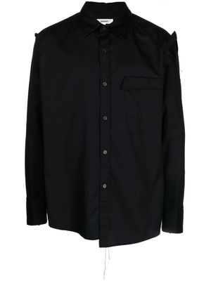 sulvam asymmetric distressed drop-shoulder shirt - Black