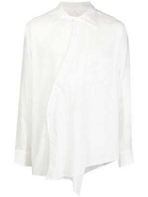 sulvam asymmetric double-collar shirt - White