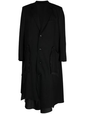 sulvam asymmetric single-breasted wool coat - Black