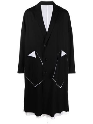 sulvam Classic raw-cut single-breasted overcoat - Black