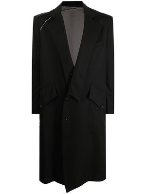 sulvam contrasting lines detail coat - Black