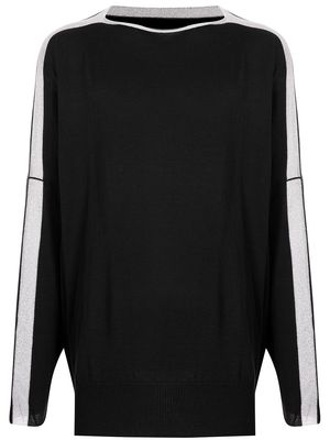 sulvam contrasting stripe sweatshirt - Black