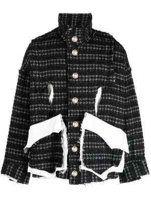 sulvam deconstructed tweed shirt jacket - Black