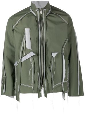 sulvam distressed layered jacket - Green