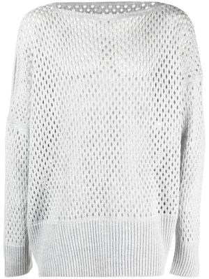 sulvam drop-shoulder mesh-knit jumper - Grey
