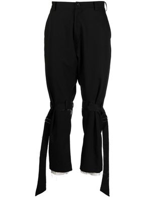 sulvam frayed-detailed wool trousers - Black