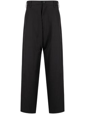 sulvam high-waisted wool wide leg trousers - Black