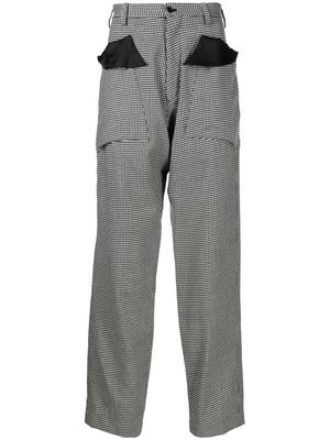 sulvam houndstooth wide tapered trousers - White