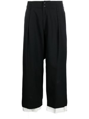 sulvam layered box-pleat cropped trousers - Black