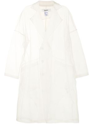 sulvam sheer double-breasted effect coat - White