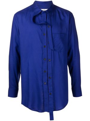 sulvam strap-detailing button-up shirt - Blue