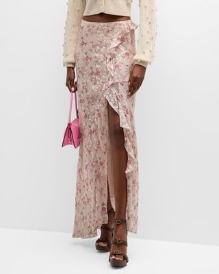 Sumi Textured Floral Maxi Skirt