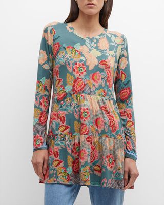 Summer Dance Floral-Print Tiered Tunic