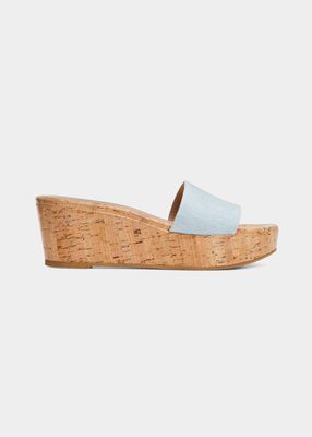 Summer Denim Wedge Platform Sandals