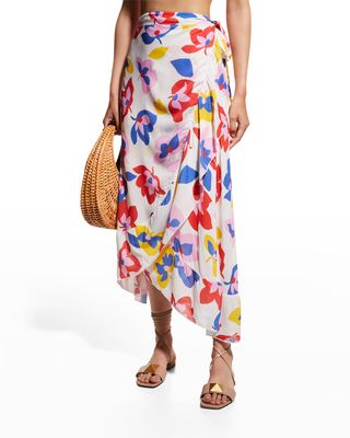 Summer Floral Ruffle Pareo Coverup