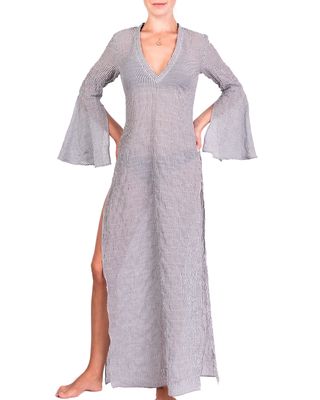 Summer Vineyard Stripe Maxi Coverup Dress
