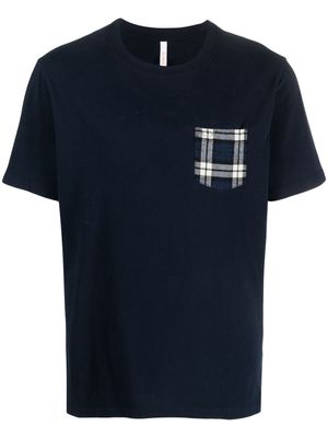 Sun 68 check-pattern pocket cotton T-shirt - Blue