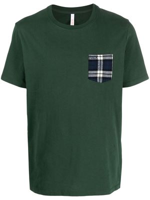 Sun 68 check-print pocket cotton T-shirt - Green