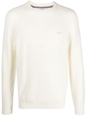 Sun 68 crew-neck ribbed-knit jumper - White
