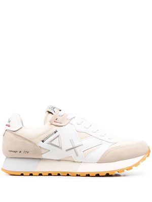 Sun 68 embroidered lace-up trainers - White