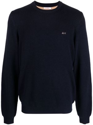 Sun 68 embroidered-logo crew-neck sweater - Blue