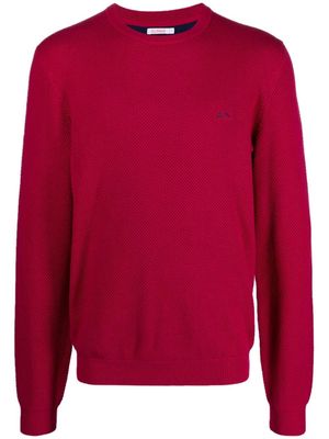 Sun 68 embroidered-logo crew-neck sweater - Pink