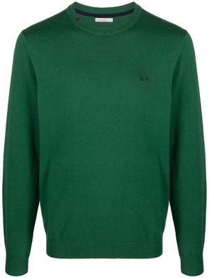 Sun 68 logo-embroidered fine-knit jumper - Green