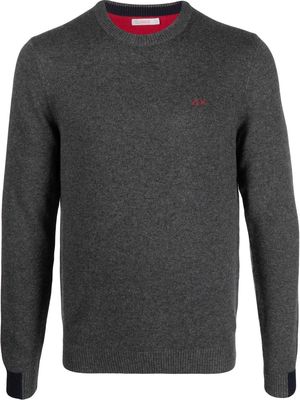 Sun 68 logo-embroidered knitted jumper - Grey