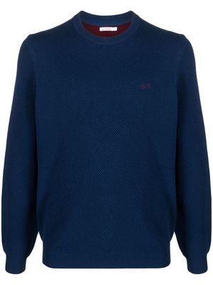 Sun 68 logo-embroidered waffle-knit jumper - Blue
