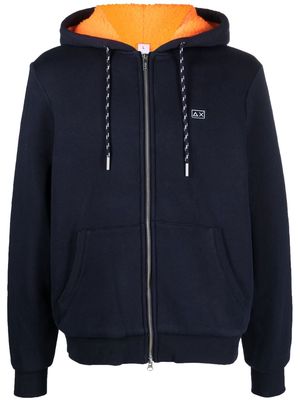Sun 68 logo-embroidered zipped hoodie - Blue
