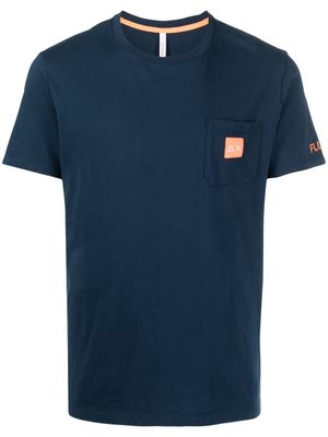 Sun 68 logo-patch cotton T-shirt - Blue