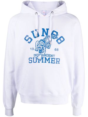 Sun 68 logo-print cotton hoodie - White