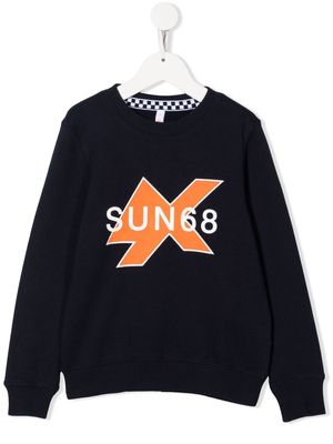 Sun 68 logo-print cotton sweatshirt - Blue