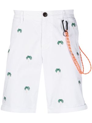 Sun 68 palm-tree embroidered Bermuda shorts - White