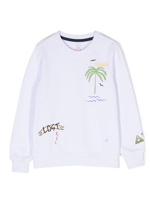 Sun 68 palm-tree printed sweatshirt - White