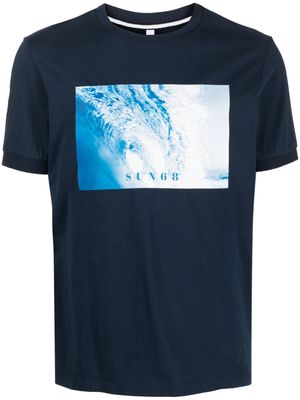 Sun 68 photograph-print cotton T-Shirt - Blue