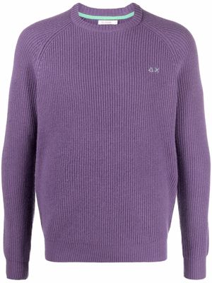 Sun 68 ribbed-knit round neck jumper - Purple