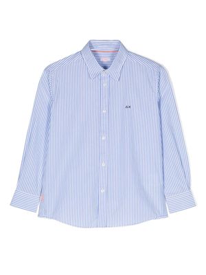 Sun 68 stripped cotton shirt - Blue