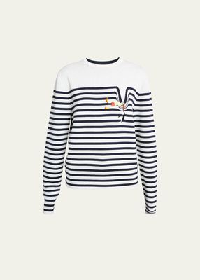 Suna Fujita Embroidered Stripe Wool Sweater