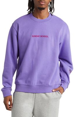 SUNDAE SCHOOL Plum Berry Logo Cotton Graphic Sweatshirt in Purple