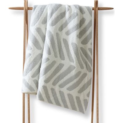 Sunday Citizen Chevron Throw Blanket in Cloud Grey - Off White 