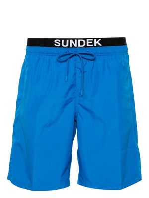 Sundek logo-appliqué layered swim short - Blue