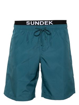 Sundek logo-patch layered swim shorts - Blue